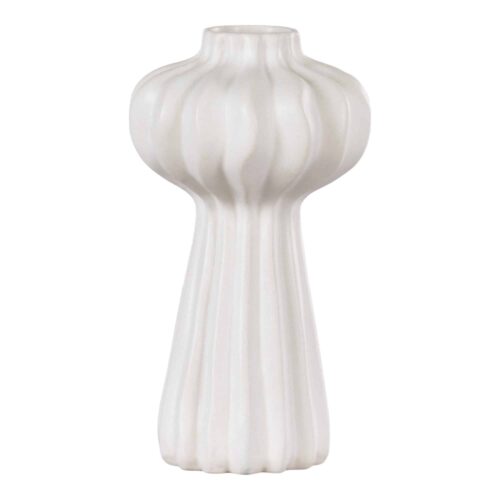 Vase i keramik, hvid, Ø11x20 cm