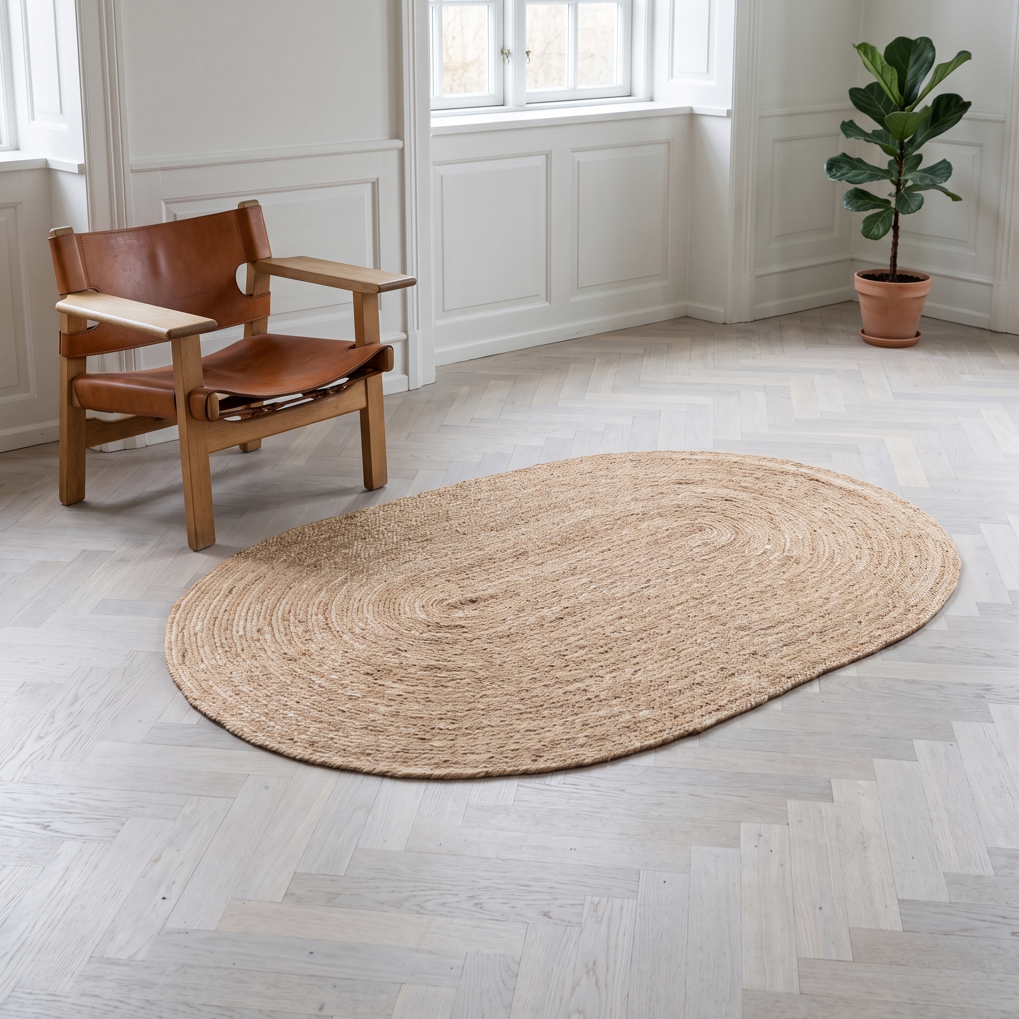 NELA  oval matta av sj&ouml;gr&auml;s  150 &times; 100 cm