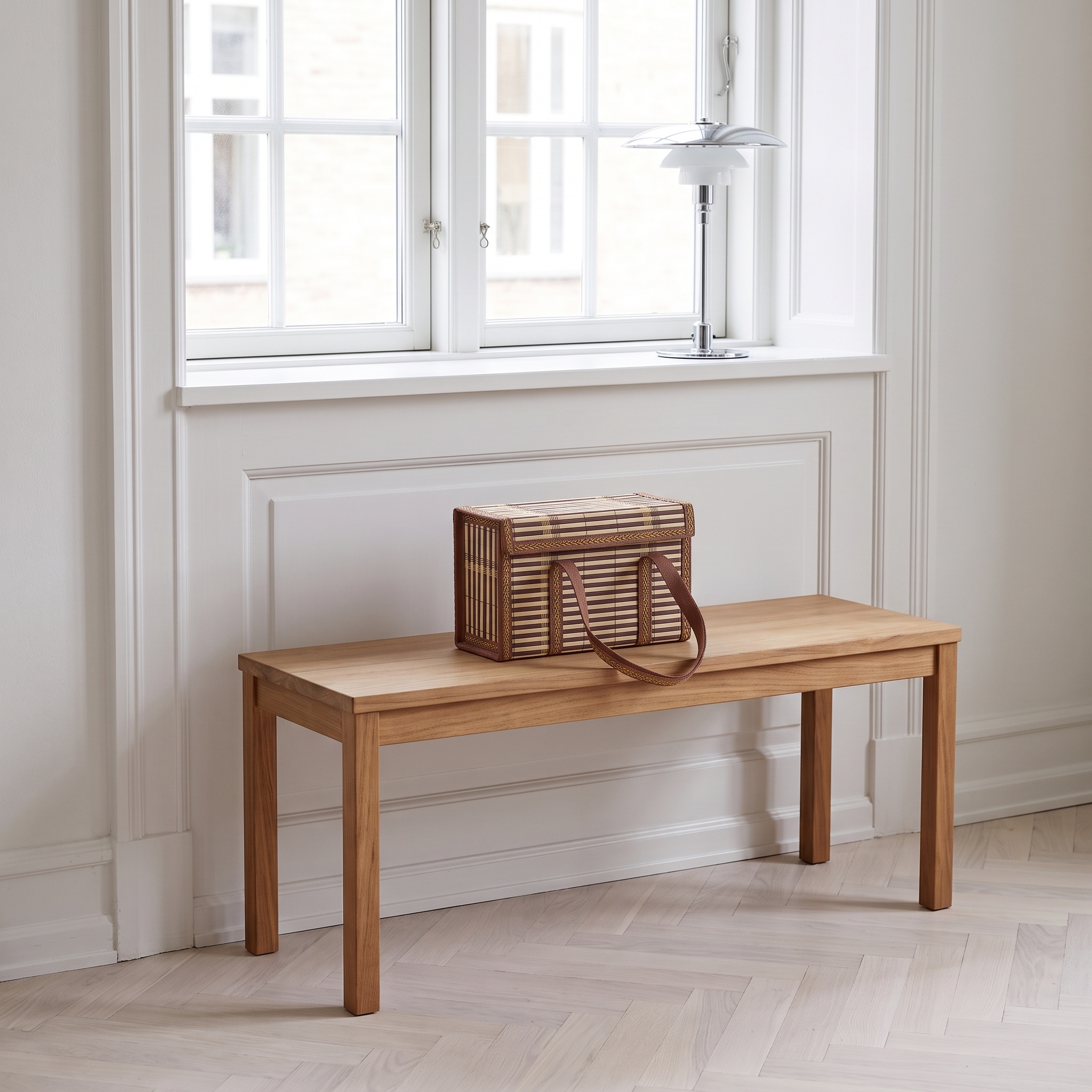 ROSA - Håndflettet picnickurv i naturlig bambus - 30x15x20 cm