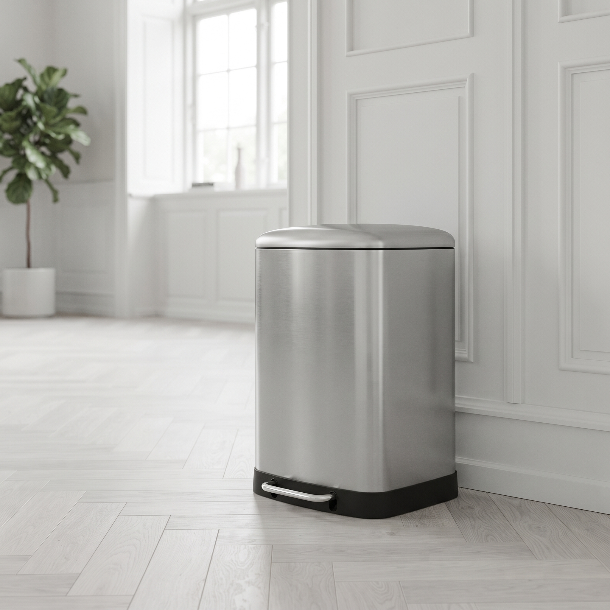 Metal skraldespand i rustfrit stål - 50 liter