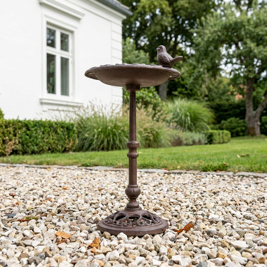 Fuglebad på stander i støbejern 22,5×22,5×H38