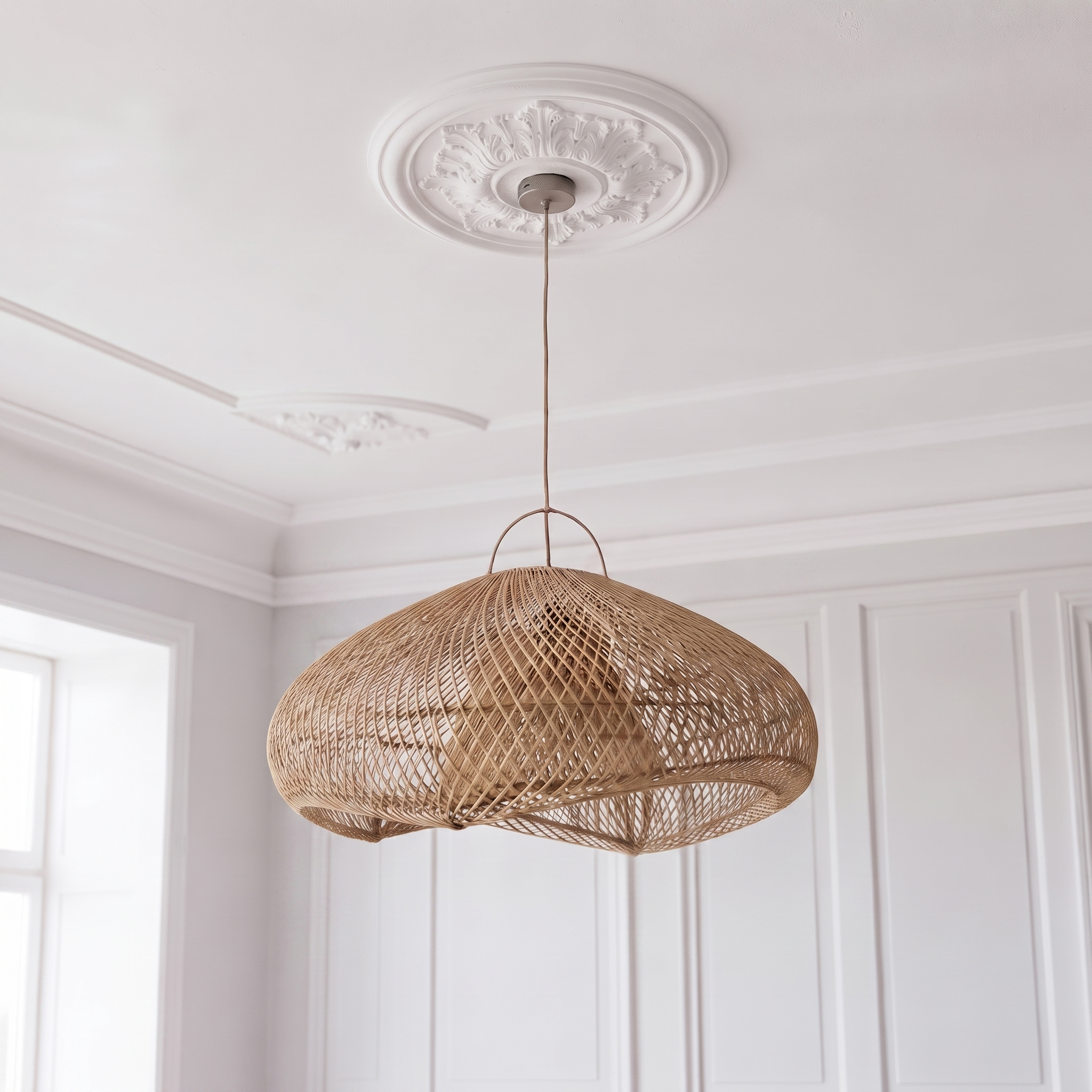 AURA -  cloud loftlampe i håndflettet rattan - Ø60×H35 cm