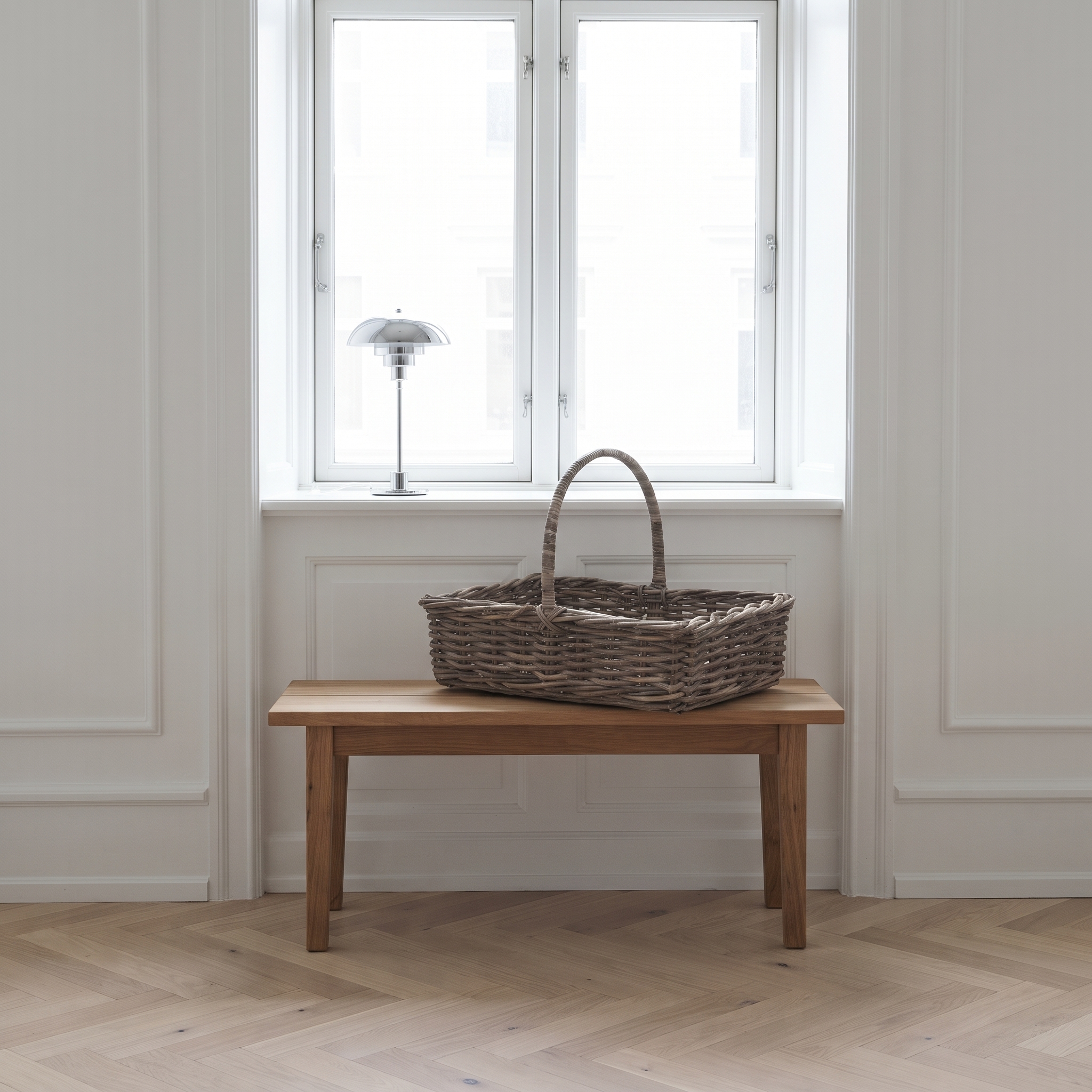 AIDA - blomsterkurv i flettet kubu rattan - 58x42xH12 cm