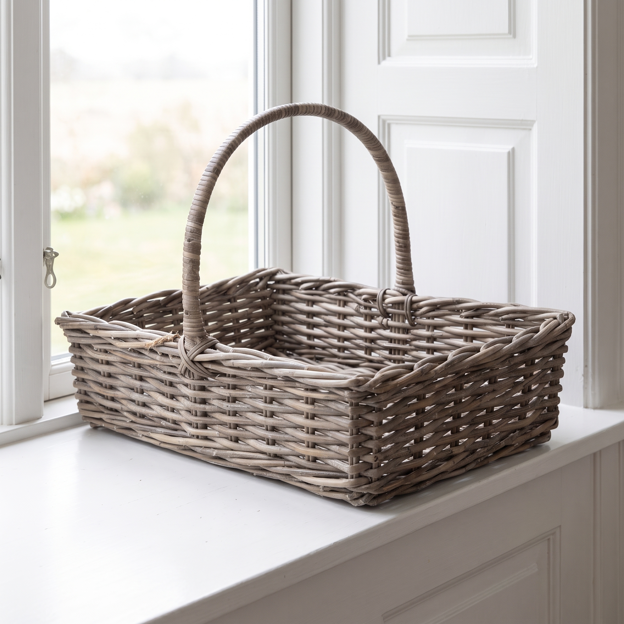 AIDA - blomsterkurv i flettet kubu rattan - 58x42xH12 cm