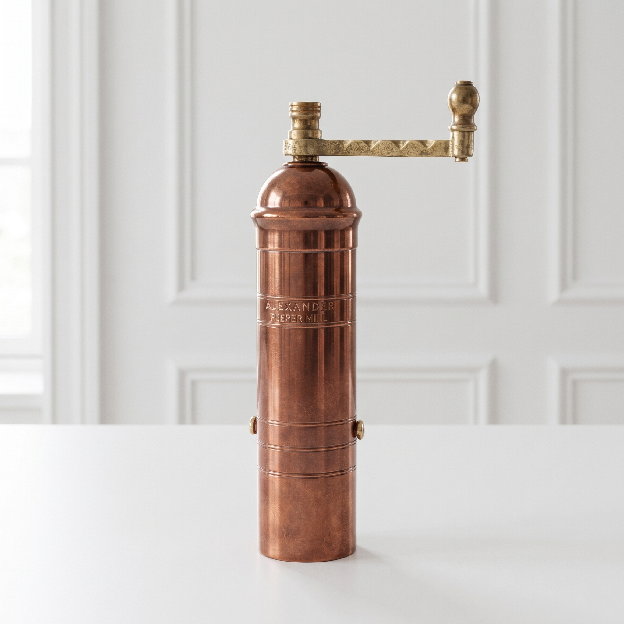 Alexander small copper mill – Håndlavet peberkværn i massivt kobber – 18 cm