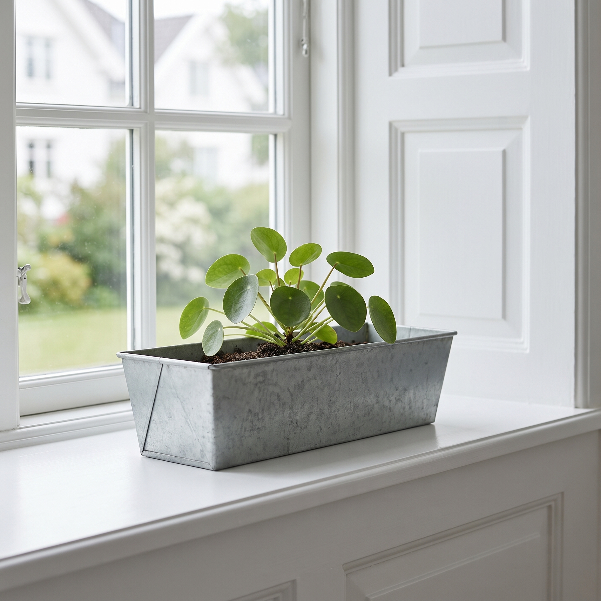 VERA – Rektangulær zink potteskjuler til planter – 29×8×H7,5 cm