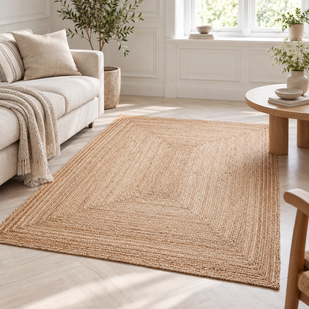 JUTE NATURE &ndash; Handv&auml;vd kelimt&auml;cke i naturf&auml;rgad jute &ndash; 160&times;230 cm