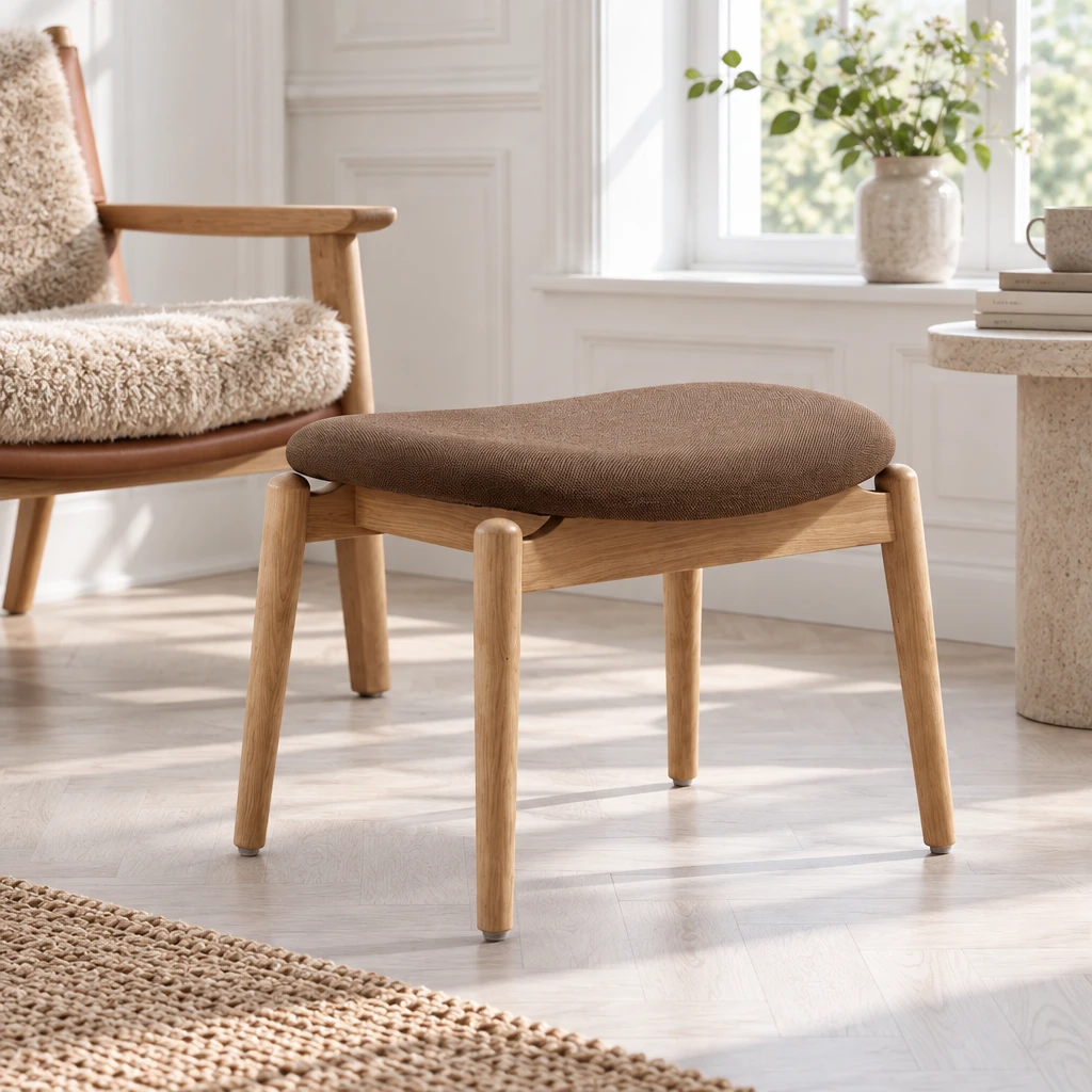 Oskar  Fotpall till loungestol i ek  Natur/Brun  53,5 cm