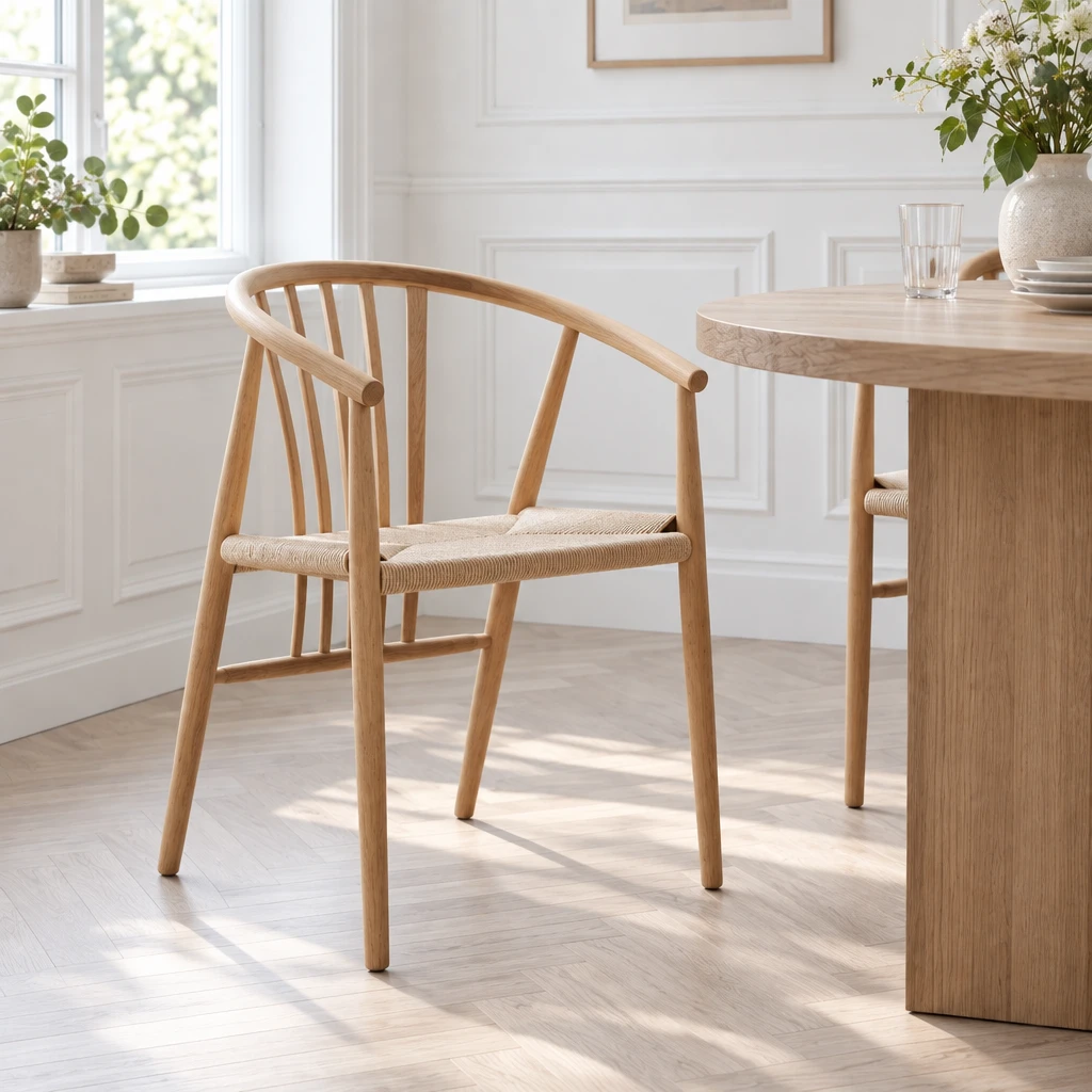 Matstol  Ek med naturfl&auml;tad sits  57&times;52,5&times;H78 cm
