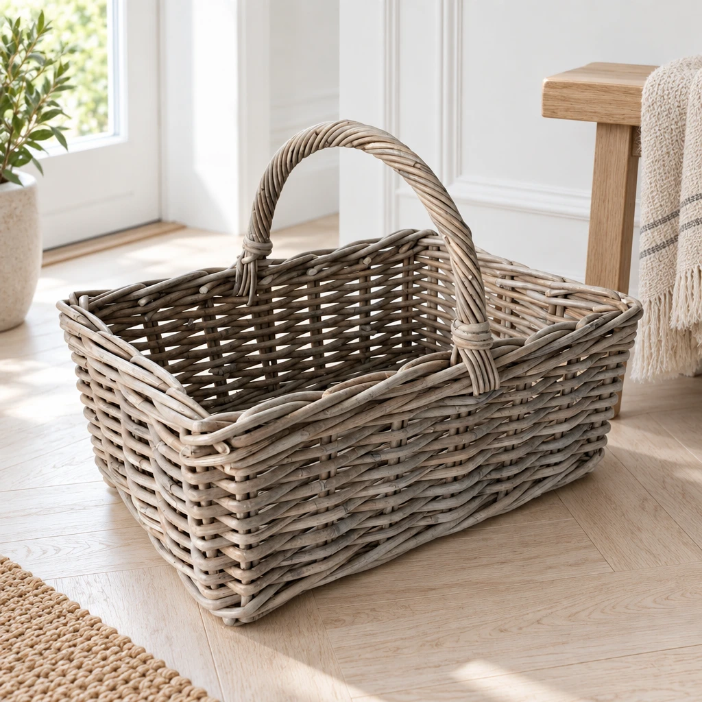 Großer Korb mit Henkel – rechteckig – 50 x 34 x H 20 cm